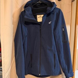 Hollister Navy Hooded Jacket with Logo